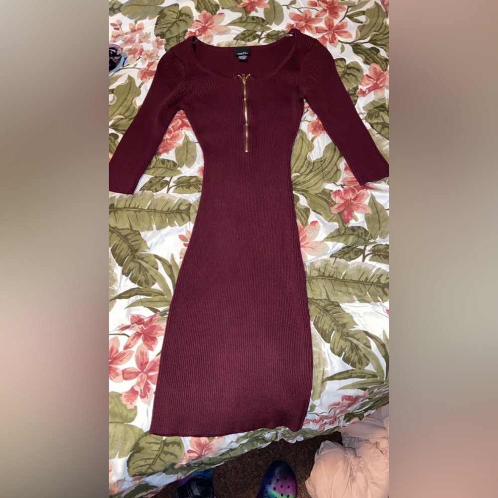 Plum colored long sleeve dress